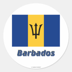 Barbados Flagga med Namn Runt Klistermärke