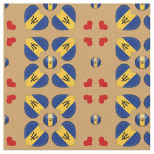 Barbados Flagga och Barbados Heart mode Fabric Tyg