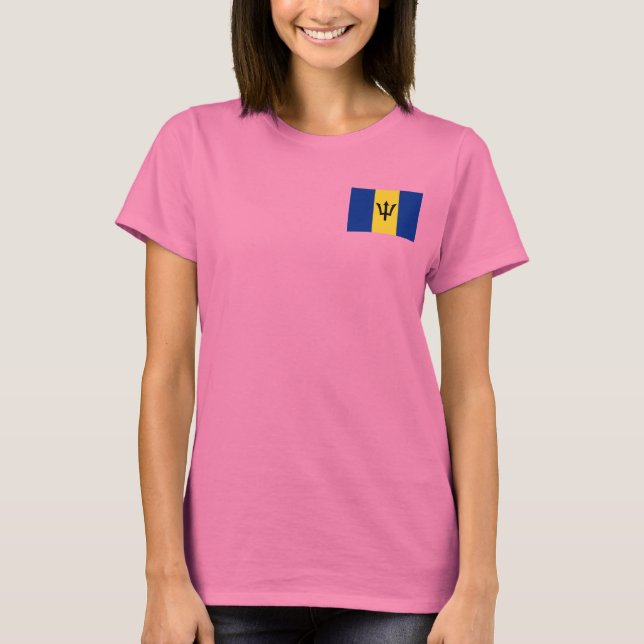 Barbados Flagga och Karta dk T-Shirt (Framsida)