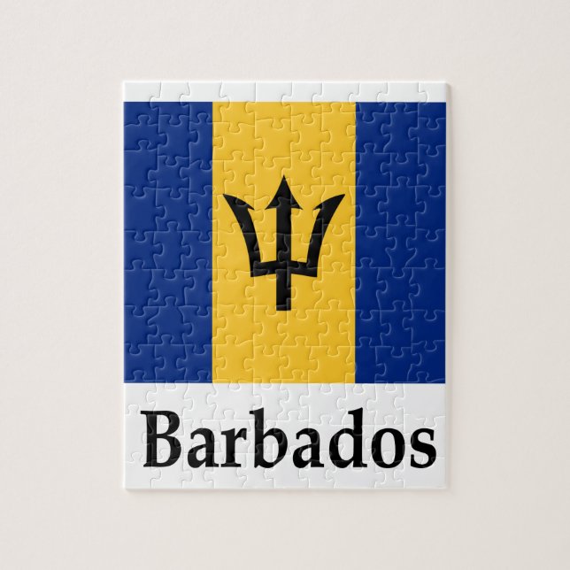 Barbados flagga och namn pussel (Vertikal)