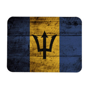Barbados flagga på gammalt Wood korn Magnet