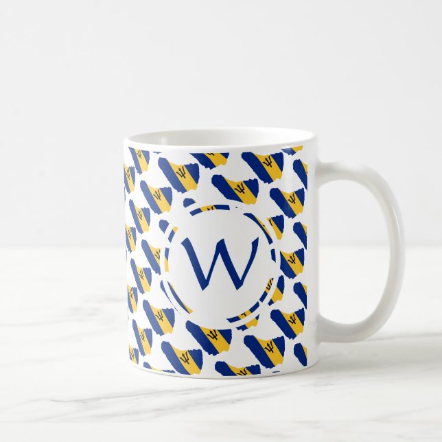 BARBADOS Flagga Patriotic Anpassningsbar Monogram  Kaffemugg (Höger)