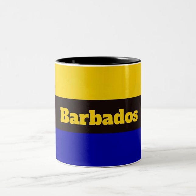 Barbados Flagga Rand Färg Två-Tonad Mugg (Center)