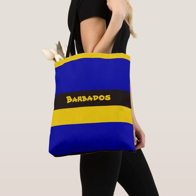 Barbados Flagga Rand Färg Tygkasse (Närbild)