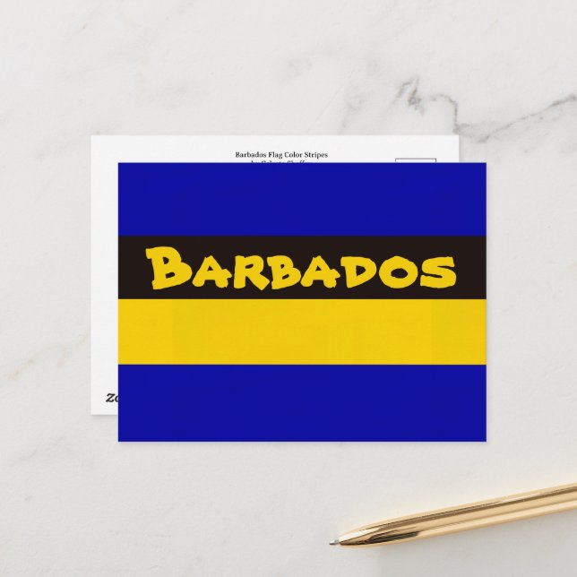 Barbados Flagga Rand Färg Vykort (Fram/Back In Situ)