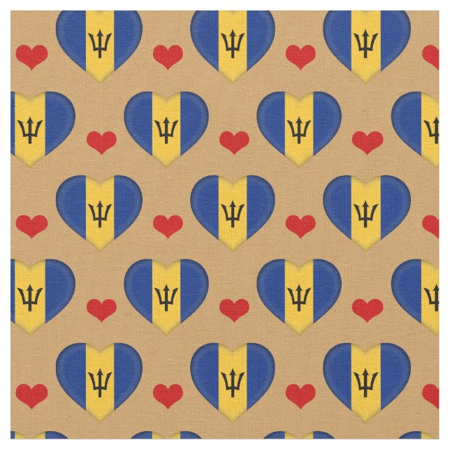 Barbados Flagga & Red Heart mode Fabric /Barbados Tyg (Närbild)