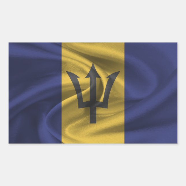 Barbados Flagga Rektangulärt Klistermärke (Framsida)