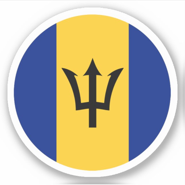 Barbados Flagga Round Sticker Klistermärken (Framsida)