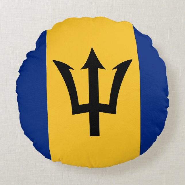 Barbados Flagga Rund Kudde (Framsidan)