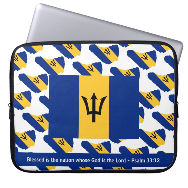 BARBADOS FLAGGA | Skript för Anpassningsbar | Blad Laptop Fodral (Framsidan)