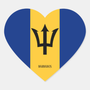 Barbados Flagga Splendid Patriotic Hjärtformat Klistermärke
