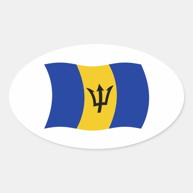 Barbados Flagga Sticker Ovalt Klistermärke (Framsida)