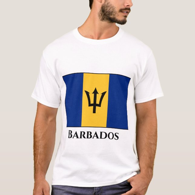 Barbados Flagga T Shirt (Framsida)