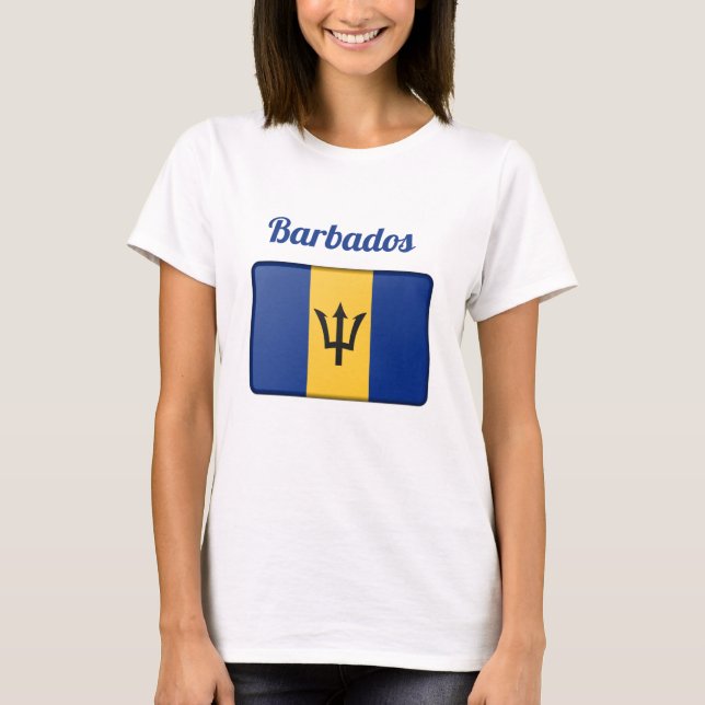 Barbados Flagga T Shirt (Framsida)