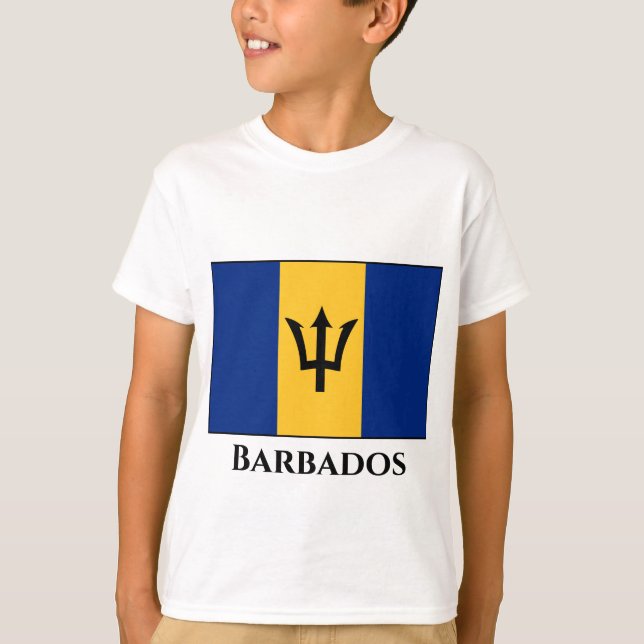Barbados Flagga T Shirt (Framsida)