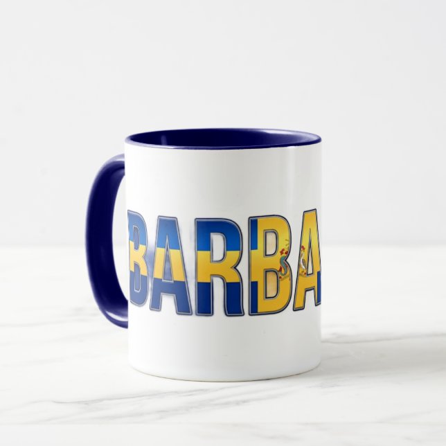 Barbados Flagga Text | Karibisk Stolthet Design Mugg (Framsida vänster)