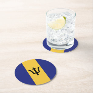 Barbados flagga underlägg papper rund