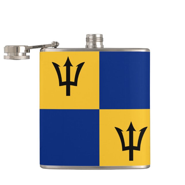Barbados flagga Wrapped Flask Fickplunta (Öppnad)