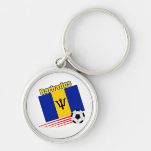 Barbados fotbolllag rund silverfärgad nyckelring