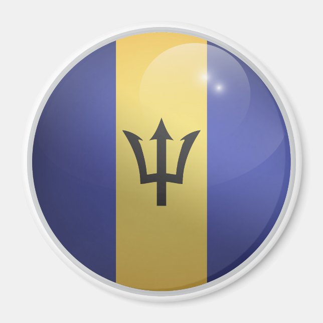 Barbados Glossy Circle Flagga Magnet (Framsidan)