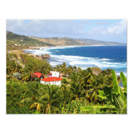 Barbados, hav, strand, berg, surfa, tropiska fototryck