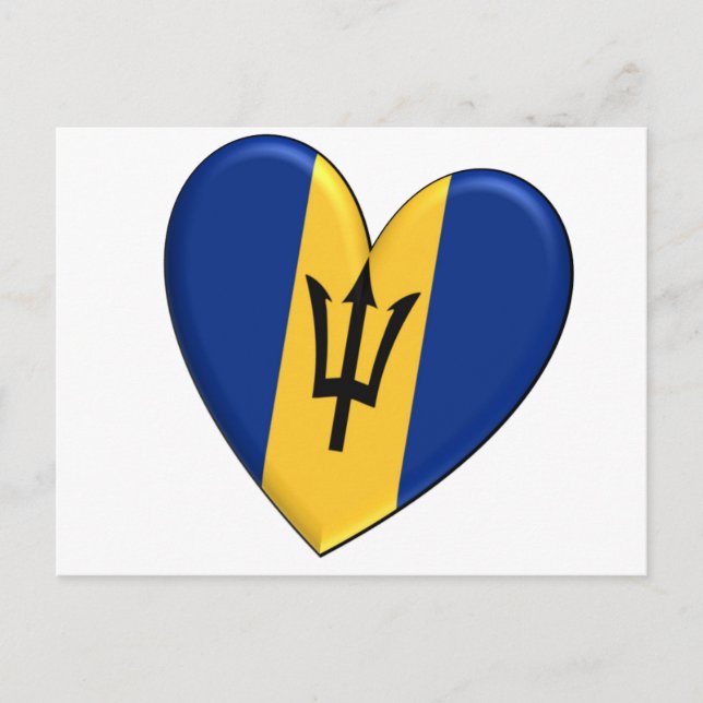 Barbados Heart Flagga Vykort (Framsida)
