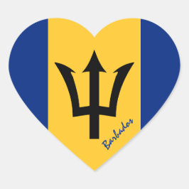 Barbados hjärta dekal, patriotisk Barbados flagga Hjärtformat Klistermärke