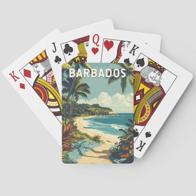 Barbados Illustration Travel Art Vintage Casinokort (Baksidan)