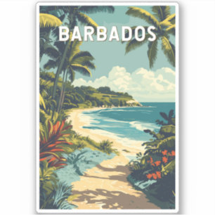 Barbados Illustration Travel Art Vintage Klistermärken