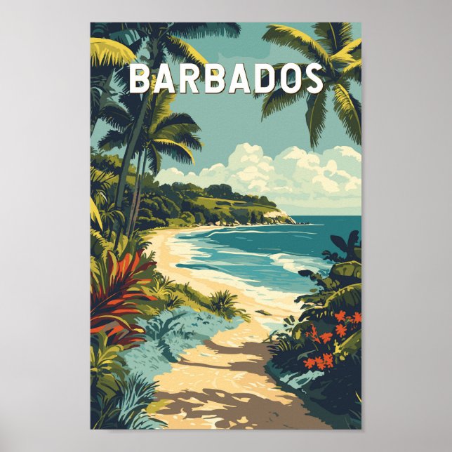 Barbados Illustration Travel Art Vintage Poster (Framsidan)