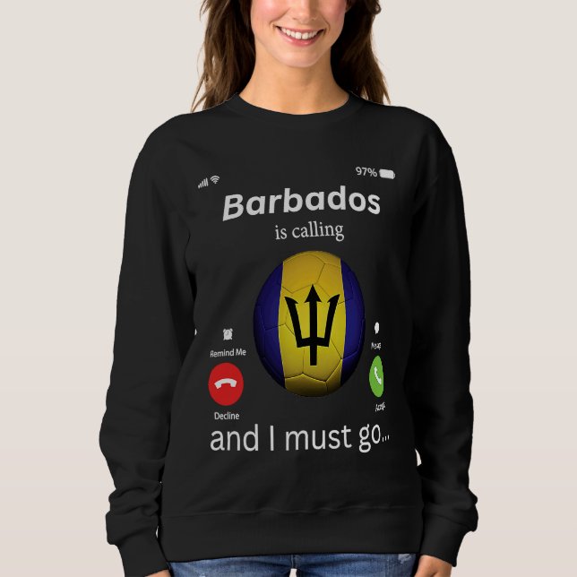 Barbados Is Calling and I Must Go Barbados Flag Me T Shirt (Framsida)