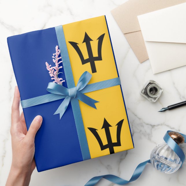 Barbados Island Nationell flaggmönstrad Presentpapper (Gifting)