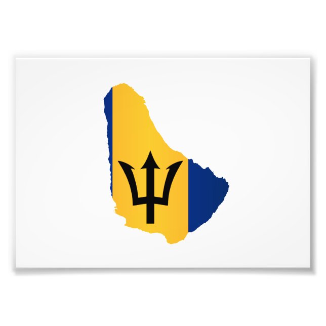 Barbados Islands In Silhouette With Flag Fototryck (Framsidan)