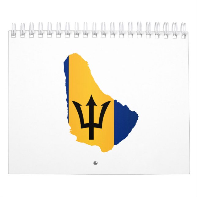 Barbados Islands In Silhouette With Flag Kalender (Omslag)