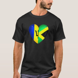 Barbados Jamaica Flagga Bajan Jamaican Pride Herit T Shirt