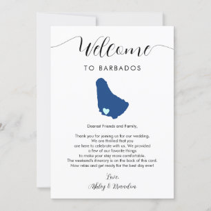 Barbados Karta Bröllop välkomstkort för Brev