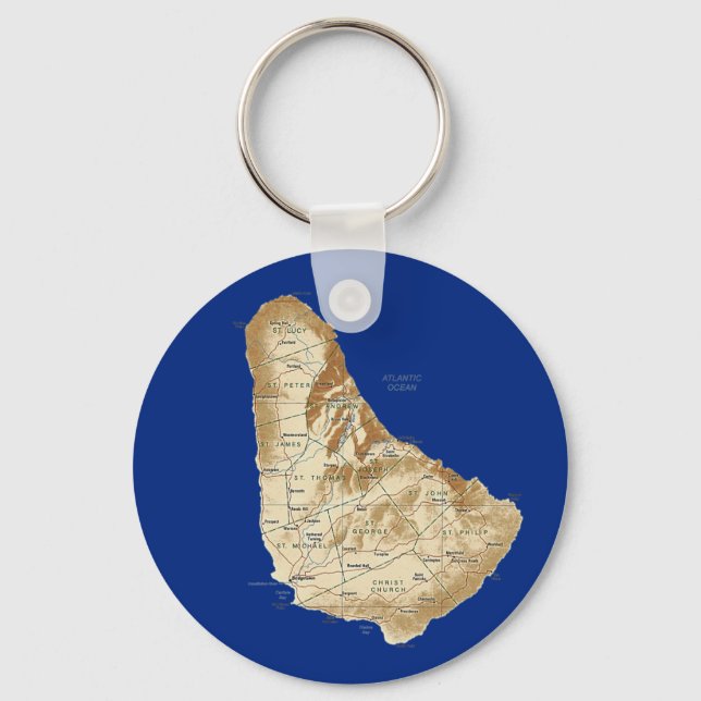 Barbados Karta Keychain Nyckelring (Framsida)