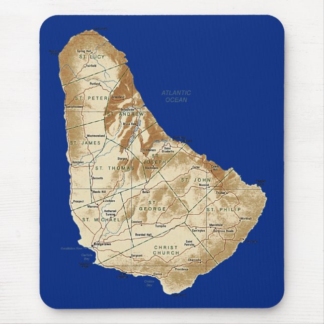 Barbados karta Mousepad Musmatta (Framsidan)