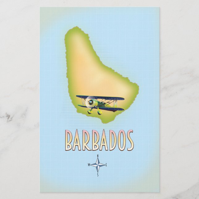 Barbados karta vintage reseposter. brevpapper (Framsida)