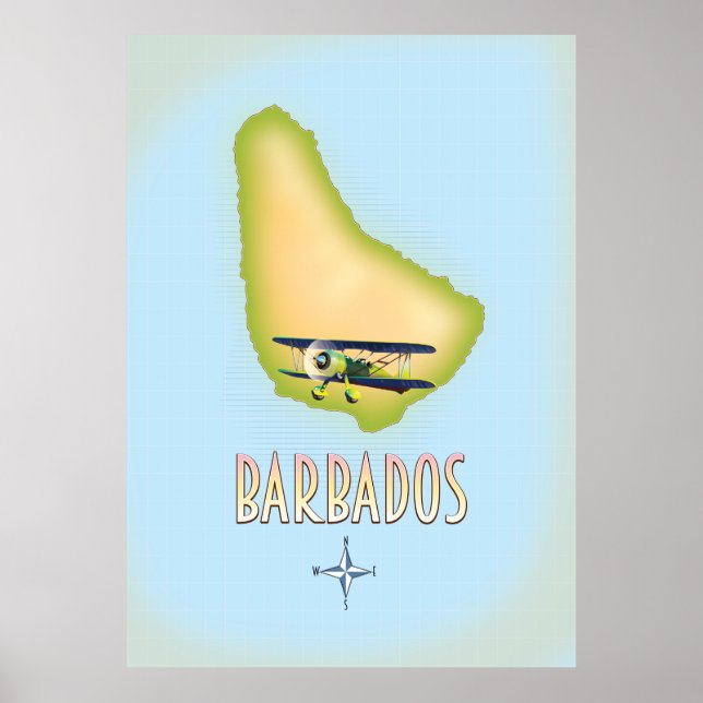 Barbados karta vintage reseposter. poster (Framsidan)