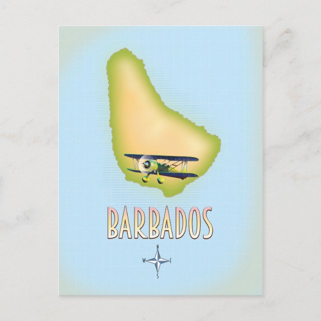 Barbados karta vintage reseposter. vykort (Framsida)