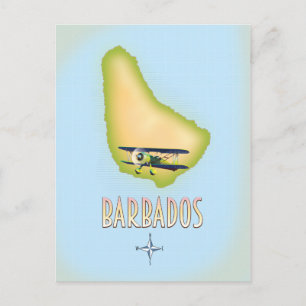Barbados Karta vintage resor poster. Vykort