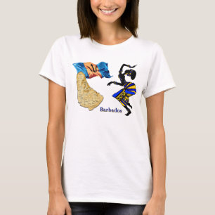BARBADOS KVINNAT-TRÖJA MED KARTAN OCH FLAGGA T-SHIRT
