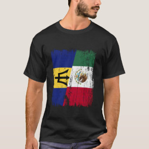 Barbados Mexiko Halv Flagga Bajan Mexikansk Kultur T Shirt