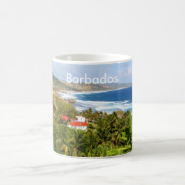 Barbados mugg, hav som är tropiskt, strand, kaffemugg