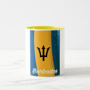 Barbados nationalsemester poster flagga Två-Tonad mugg