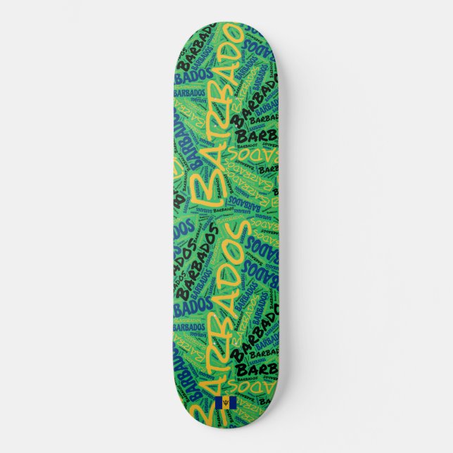 Barbados Nationell Stolthet Wordcloud Skateboard (Framsida)
