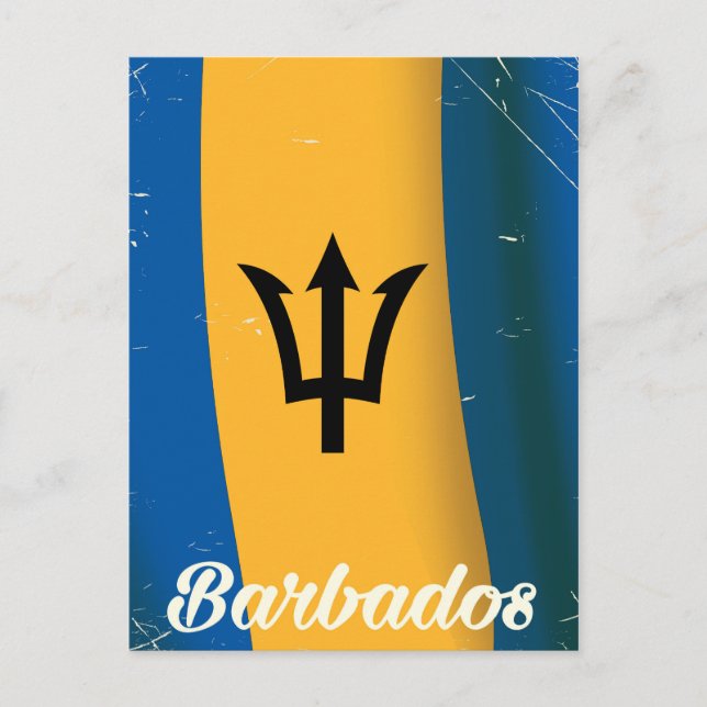 Barbados nationella flagga semesteraffisch vykort (Framsida)