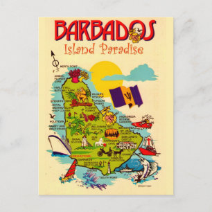 Barbados ö-karta vykort