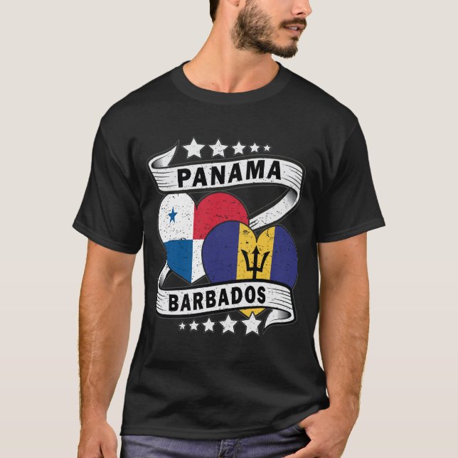 Barbados och Aanama Flagga T Shirt (Framsida)